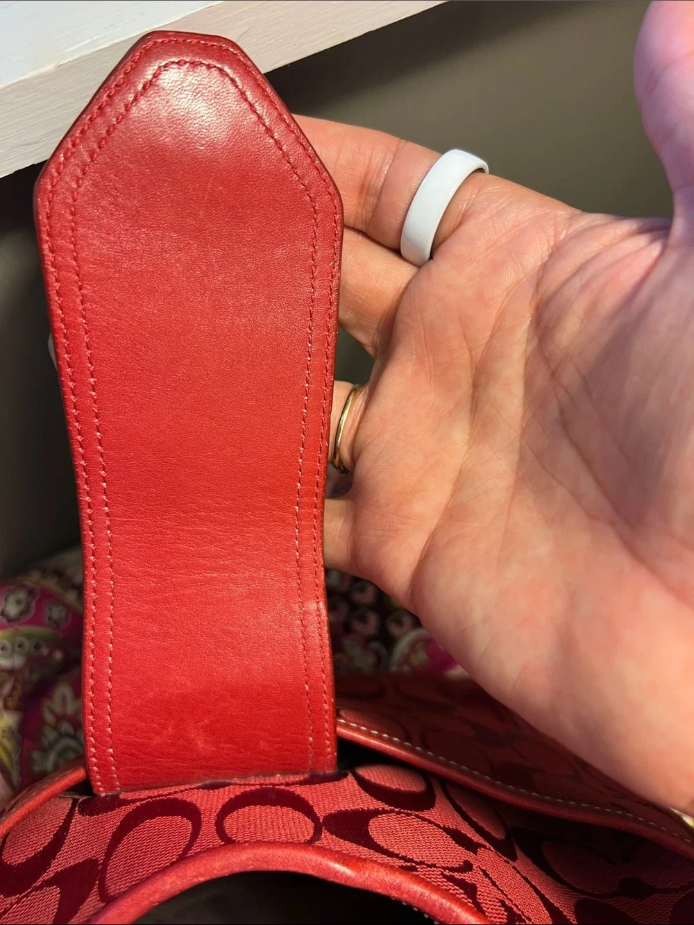 Vintage Coach Hamptons Clip Hobo – Red Signature C – Style 8K03